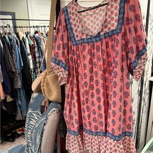 old navy Floral Pink and Blue Boho Dress 3x